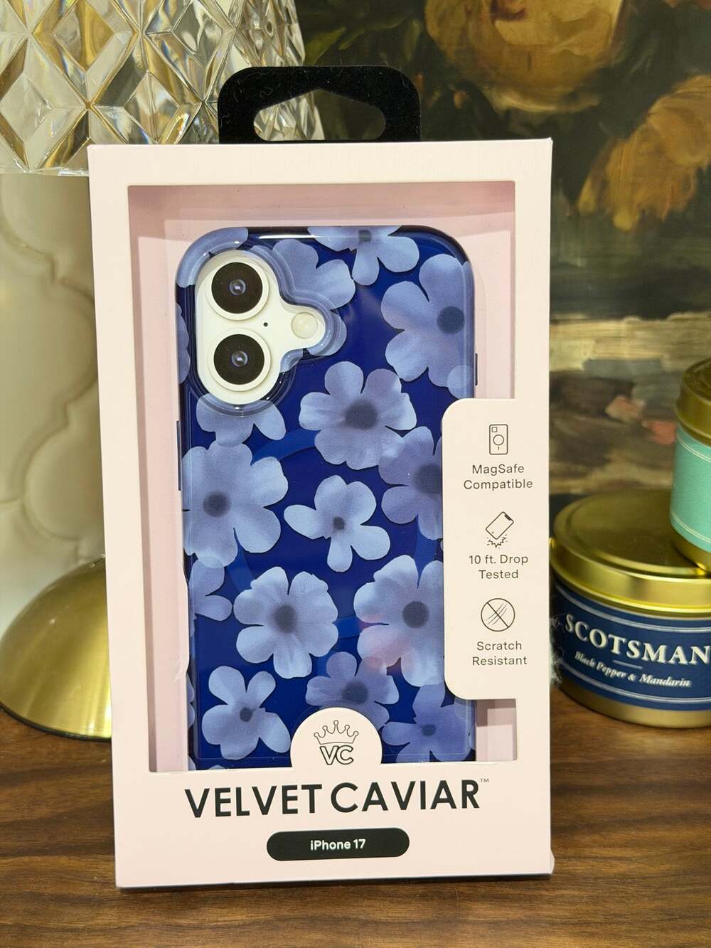 Velvet Caviar iPhone 17 Case Midnight Blossom Blue Floral MagSafe NIB